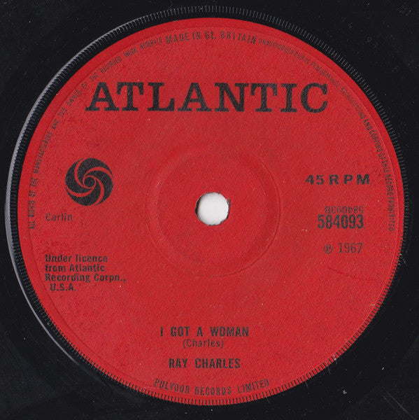 Image of Back Cover of 7" - /VG - RAY CHARLES AND HIS ORCHESTRA, What'd I Say /  Got A Woman (Atlantic; 584093, UK 1967), Multiple marks on disc.,  - 1456518S