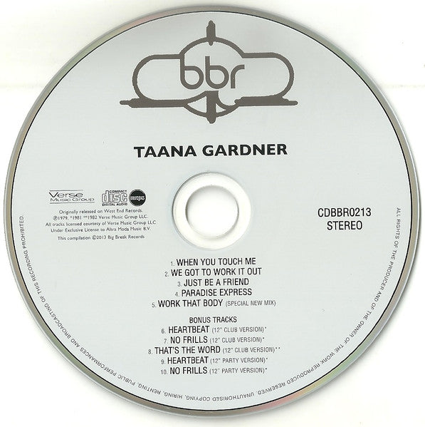Image of Label Cover of CD - VG+/VG+ - TAANA GARDNER, Taana Gardner (Big Break Records; CDBBR 0213, UK 2013 Reissue, Jewel Case), ,  - 1456502S