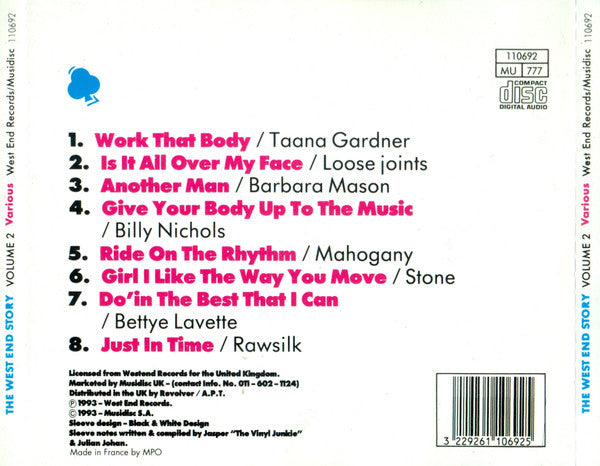 Image of Back Cover of CD - VG+/VG+ - VARIOUS, The West End Story Volume 2 (Musidisc; 110692, France 1993), ,  - 1456504S