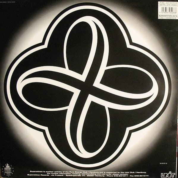 Image of Back Cover of 12" EP - VG/G+ - BASIC GRAVITY, E.P. (Superstition; SUPERSTITION 2019, Germany 1994, Titled Company Sleeve), Scuffs and extensive hairlines, sleeve has marks on front and writing on inside.,  - 1416571C