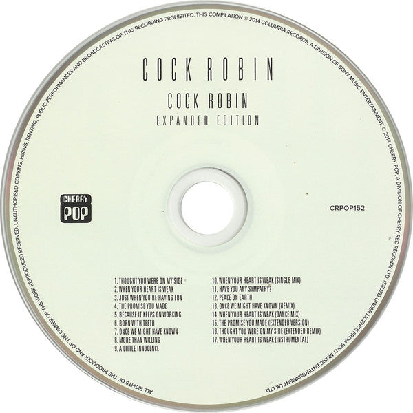 Image of Label Cover of CD - EX/EX - COCK ROBIN, Cock Robin (Cherry Pop; CRPOP152, Europe 2014 Reissue, Remastered, Expanded Edition), Opened Instore,  - 1456573S