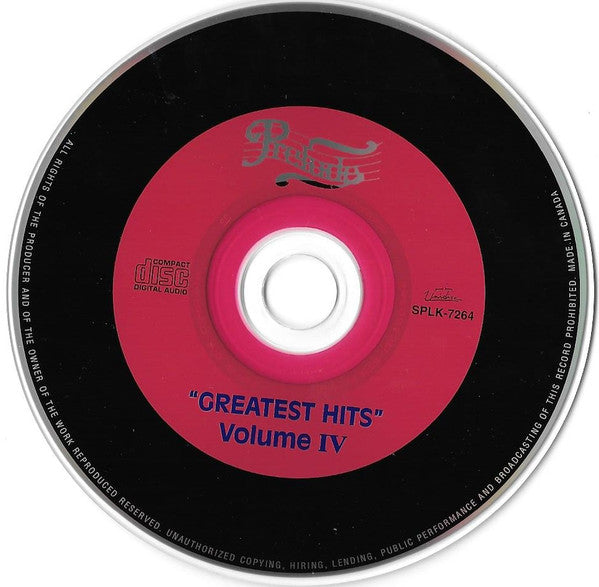 Image of Label Cover of CD - VG+/VG+ - VARIOUS, Prelude's Greatest Hits - Volume IV (Unidisc; SPLK-7264, Canada 1995), Opened Instore,  - 1456545S