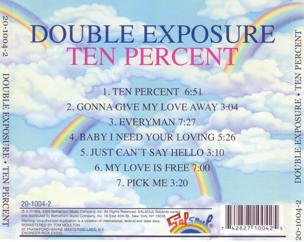 Image of Back Cover of CD - VG+/VG+ - DOUBLE EXPOSURE, Ten Percent (Salsoul Records; 20-1004-2, US 2005 Reissue), ,  - 1456547S