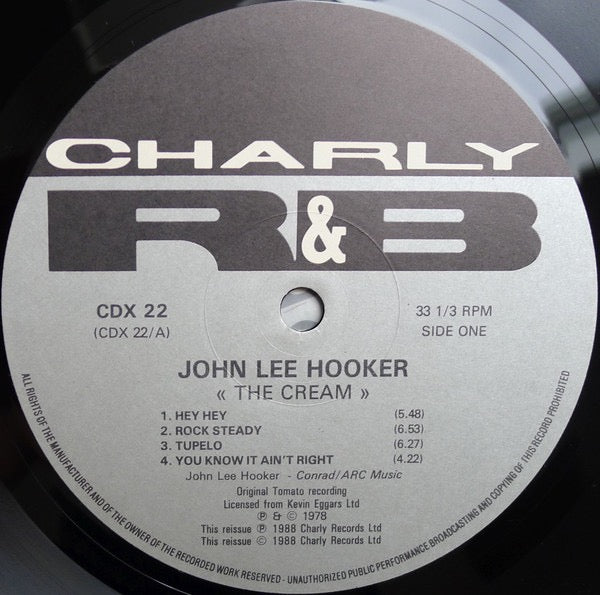 Image of Label Cover of 2xLP - VG/G+ - JOHN LEE HOOKER, The Cream (Charly R&B; CDX 22, Europe 1988 Reissue, Gatefold), A few streaky marks.,  - 1416622C