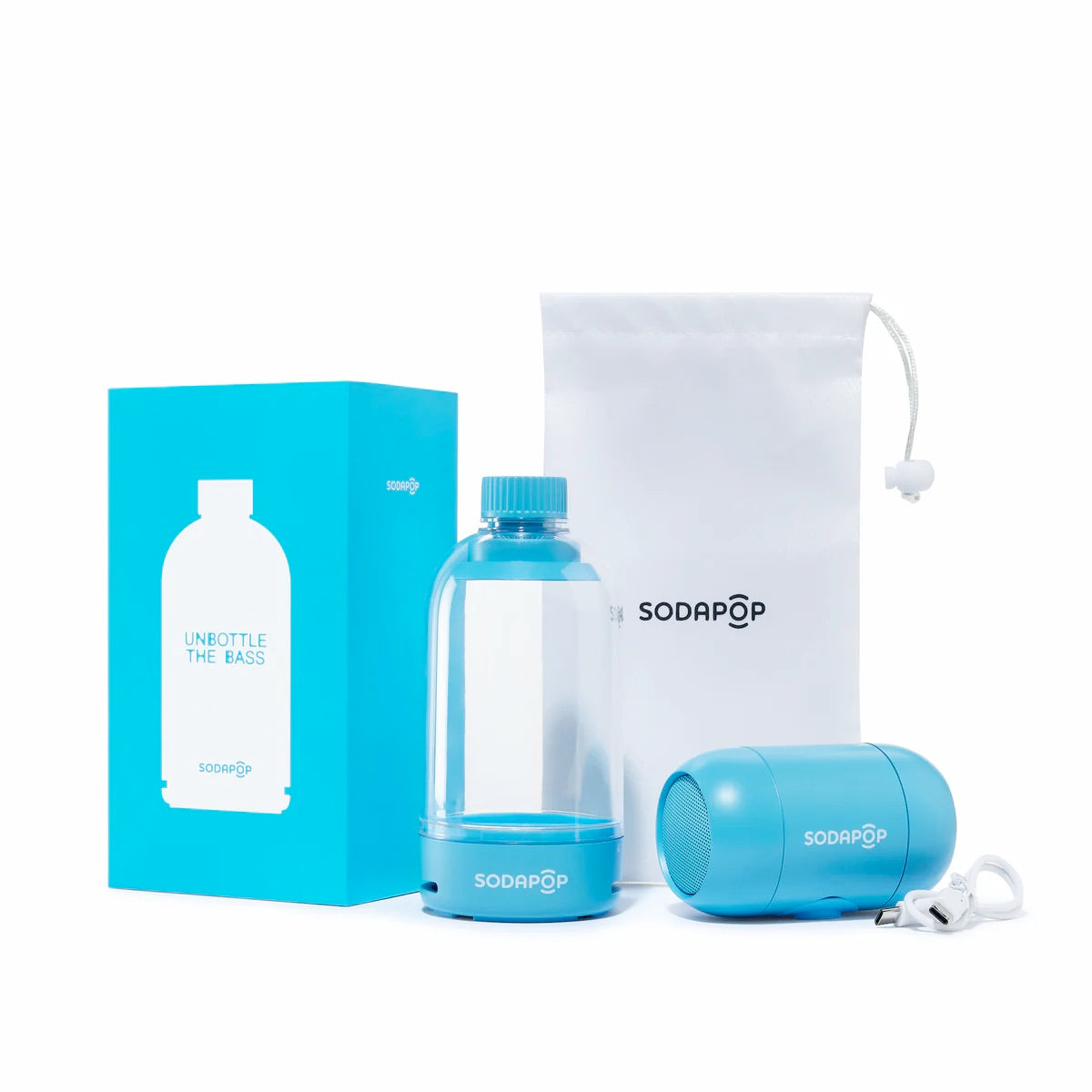 Image of Back Cover of Accessories - NEW/NEW - SODAPOP, Sodapop - Bluetooth Speaker - Skinny Dip (Sodapop; , Europe 2026, High-quality stereo sound engineered for clarity and punch with innovative bass-enhancing design. Compact, lightweight and stylish; perfect for travel, festivals and picnics. Bluetooth 5.0 connectivity for seamless pairing and TWS. Class leading battery life of over 30 hours. Sustainable packaging and free carry pouch.), , Sodapop s unique and protected design is a world-first in portabl