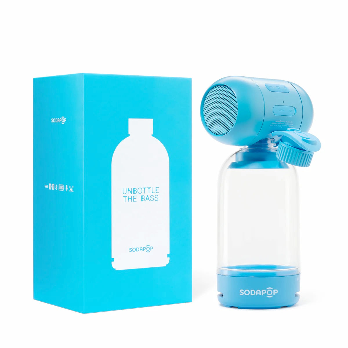 Image of Label Cover of Accessories - NEW/NEW - SODAPOP, Sodapop - Bluetooth Speaker - Skinny Dip (Sodapop; , Europe 2026, High-quality stereo sound engineered for clarity and punch with innovative bass-enhancing design. Compact, lightweight and stylish; perfect for travel, festivals and picnics. Bluetooth 5.0 connectivity for seamless pairing and TWS. Class leading battery life of over 30 hours. Sustainable packaging and free carry pouch.), , Sodapop s unique and protected design is a world-first in portab