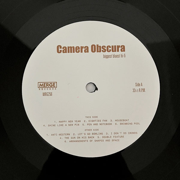Image of Label Cover of LP - NEW/NEW - CAMERA OBSCURA, Biggest Bluest Hi-Fi (Merge Records; MRG256LP, UK 2026 Reissue), , On May 8, 2026, Camera Obscura will celebrate the 25th anniversary of their debut album, Biggest Bluest Hi-Fi, with a vinyl reissue via Merge Records. Out-of-print on the format since its initial UK release on Andmoresound in 2001, the 25th anniversary edition is the most definitive version of of Biggest Bluest Hi-Fi ever pressed to vinyl. - 1956082S