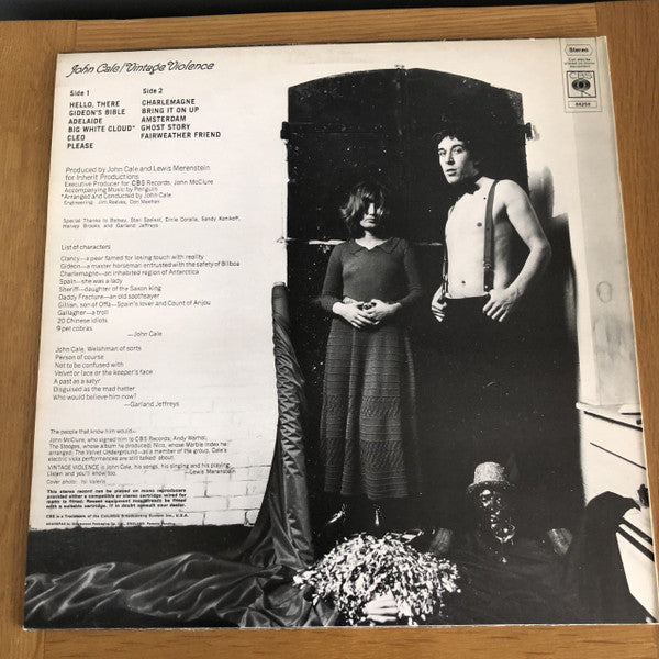 Image of Back Cover of LP - G/VG - JOHN CALE, Vintage Violence (CBS Sunburst; 64256, UK 1974), Top seam is completely split. Edgewear and ringwear. ,  - 1526017E
