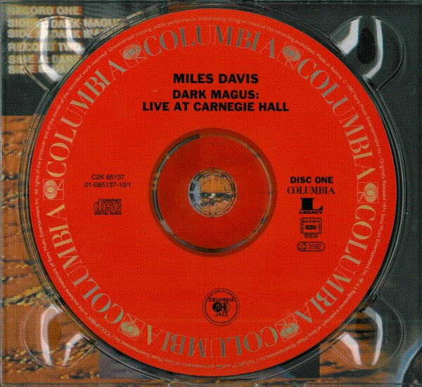 Image of Label Cover of 2xCD - VG+/VG+ - MILES DAVIS, Dark Magus: Live At Carnegie Hall (Columbia; C2K 65137, Europe 1997 Reissue, Double Digipak, Booklet), ,  - 1516013C