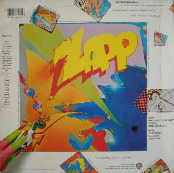 Image of Back Cover of 4744086S: LP - ZAPP, Zapp (Warner Bros; BSK 3463, US 1980, Winchester Pressing     ) Sturdy sleeve with some edge and ring wear. Hairlines across disc.  VG/G+