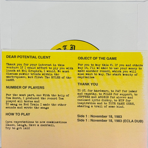 Image of Back Cover of 7" - EX/EX - CRISRAIL, November 18, 1983 (Athens Of The North; ATH189, UK 2025, Card pic sleeve), ,  - 1526077E