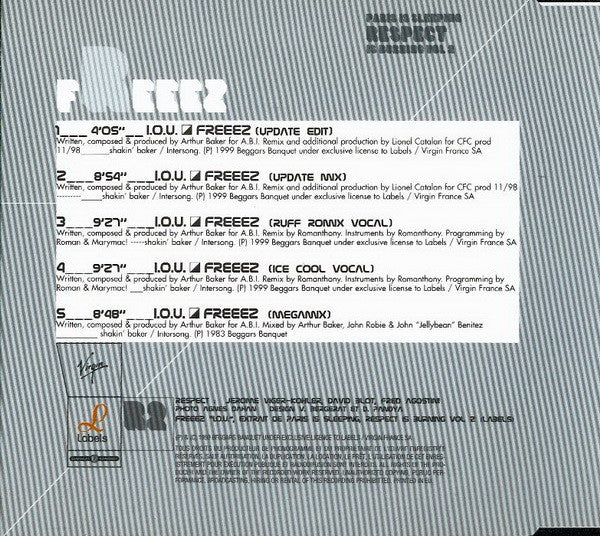Image of Back Cover of CD - EX/EX - FREEEZ, I.O.U. (Labels; 7243 8 95667 2 7, France 1999 Reissue), Opened Instore, Small Crack on Jewel Case,  - 1556078S