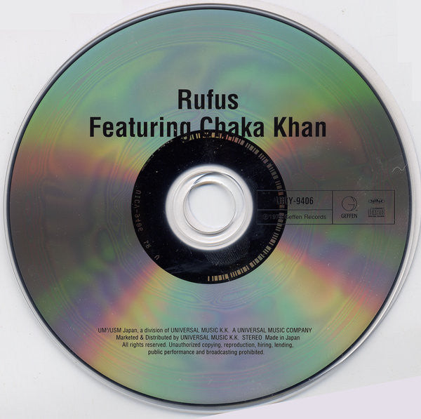 Image of Label Cover of CD - VG+/EX - RUFUS FEATURING CHAKA KHAN, Rufus Featuring Chaka Khan (Geffen Records; UICY-9406, Japan 2004 Reissue, Papersleeve, Insert), Opened Instore,  - 1556080S