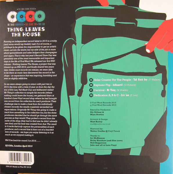 Image of Back Cover of 2x7" - EX/EX - VARIOUS, Thing Leaves The House (First Word Records; FW137, UK 2015, Picture sleeve), , A - Tall Black Guy - Solar Coaster For The PeopleB - Kidkanevil - Explorer FlipC - Mr. Thing 	CarnivalD - Eric Lau 	Dedication A, B & C - 1526089E