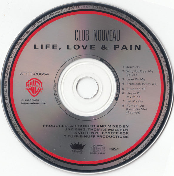 Image of Label Cover of CD - EX/EX - CLUB NOUVEAU, Life, Love & Pain (Warner Bros. Records; WPCR-28654, Japan 2015 Reissue, With Obi), Opened Instore,  - 1556106S
