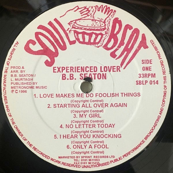 Image of Label Cover of LP - VG/VG+ - B.B. SEATON, Experienced Lover (Soul Beat; SBLP014, UK 1996, Glossy Sleeve), Shiny clean. Light corner wear on sleeve.,  - 1516120C