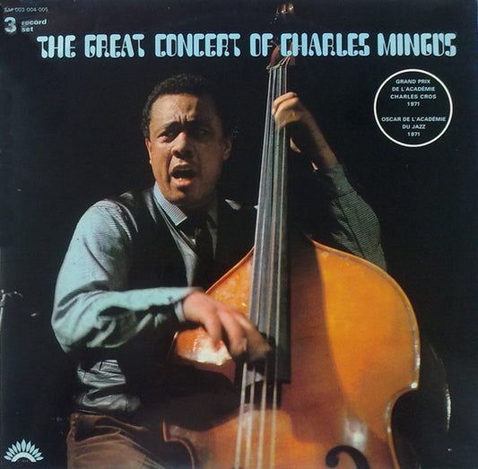 Image of Front Cover of 3xLP - G+/VG+ - CHARLES MINGUS, The Great Concert Of Charles Mingus (America Records; 30 AM 003-004-005, France Reissue, Triple Gatefold), Edgewear - spine is tattered, partial seam splits elsewhere. Ringwear. ,  - 1526127E