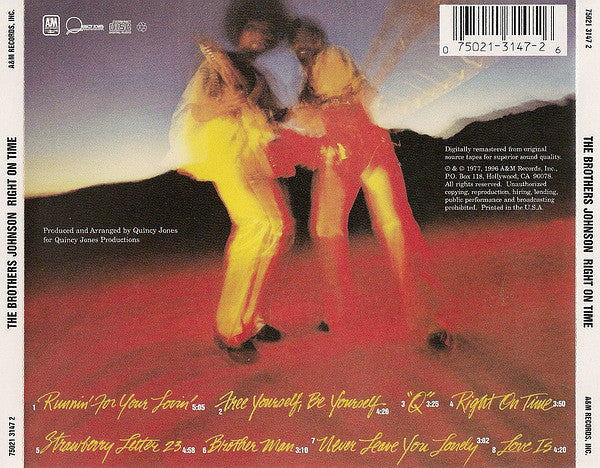 Image of Back Cover of CD - VG+/VG+ - THE BROTHERS JOHNSON, Right On Time (A&M Records; 75021 3147 2, US 1996, Jewel Case), ,  - 2216004C