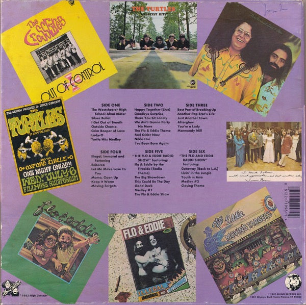 Image of Back Cover of 3xLP - VG/VG - FLO & EDDIE, THE TURTLES, The History Of Flo & Eddie And The Turtles (Rhino Records; RNTA 71998, US 1983, Box Set, 3 Plain White Card Inners, Booklet ), Strong VG Throughout. ,  - 1516101C