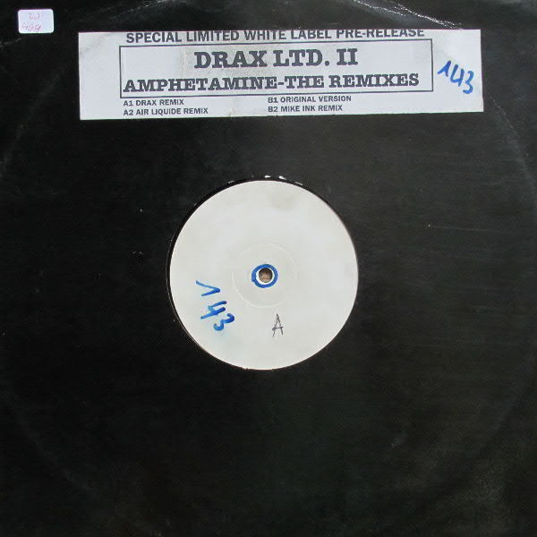 Image of Front Cover of 12" EP - G+/G+ - DRAX, Amphetamine (The Remixes) (ZYX Music; ZYX 7682-12, Germany 1995, White Label Promo, Stickered Plain Sleeve), Lots of light marks and scuffs on disc. Sticker mis ringworn., A1		Amphetamine (Drax Remix)	7:15A2		Amphetamine (Air Liquide Remix)4:45B1		Amphetamine (Original Mix)	6:42B2		Amphetamine (Mike Ink Remix)6:48 - 1516141C