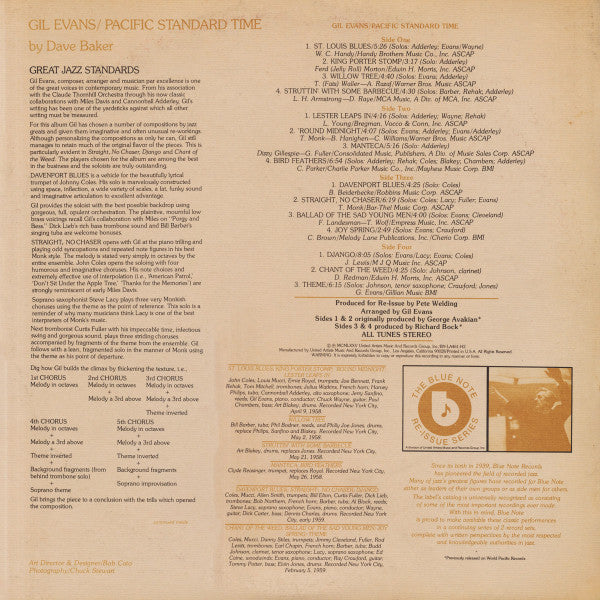Image of Back Cover of 2xLP - VG+/VG+ - GIL EVANS, Pacific Standard Time (Blue Note; BN-LA461-H2, US 1975, Textured Gatefold Sleeve, 2 Company Inners), ,  - 1526107E