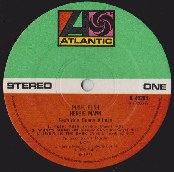 Image of Label Cover of LP - VG/VG - HERBIE MANN, Push Push (Atlantic; K 40283, UK 1972 Reissue, Insert), Strong VG across the board.,  - 1516172C