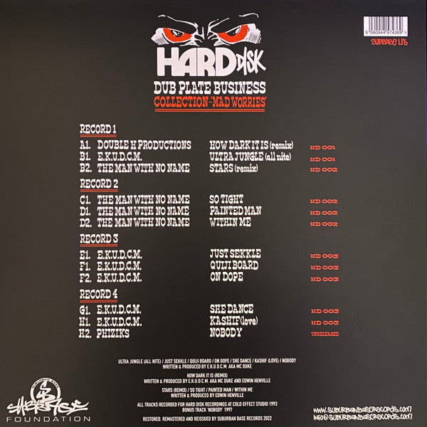 Image of Back Cover of 4x12" - VG/VG+ - VARIOUS, Dubplate Business Collection - 'Mad Worries' (Suburban Base Records; SUBBASE LP6, UK 2022 Reissue, Box Set, 4 Black Poly-Lined Inners, Remastered), Strong VG box with just a small scuff on cover. ,  - 1546144S