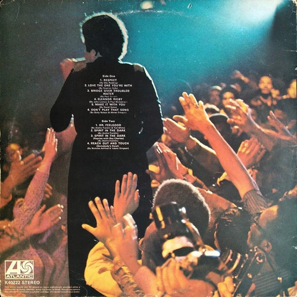 Image of Back Cover of LP - VG/G+ - ARETHA FRANKLIN, Live At Fillmore West (Atlantic; K 40222, UK Reissue, Gatefold), Side 1 is badly fogged but plays fine. Small patch of sticker damage to front of sleeve.,  - 1516176C