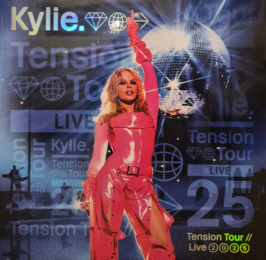 Image of Front Cover of 2xLP - EX/EX - KYLIE, Tension Tour//Live 2025 (BMG ; 964198741, Worldwide 2026, Embossed Gatefold Sleeve With Silver Ink, 2 Inners & Booket, One Pink Vinyl Disc, One Orange Vinyl Disc), ,  - 1526180E
