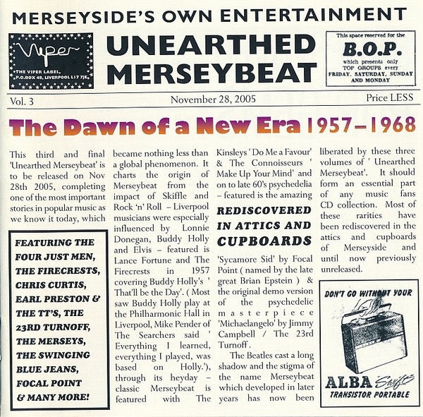 Image of Front Cover of CD - VG+/VG+ - VARIOUS, Unearthed Merseybeat Vol.3 - The Dawn Of A New Era 1957-1968 (Viper; CD032, UK 2005, Jewel Case), ,  - 1536069E