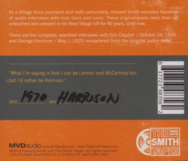 Image of Back Cover of CD - VG+/VG+ - CLAPTON*, HARRISON*, HOWARD SMITH, Clapton / 1970 Harrison / 1970 (The Smith Tapes; TST102, US 2013, Jewel Case), ,  - 1536070E