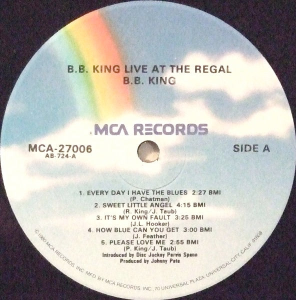 Image of Label Cover of LP - VG/VG+ - B.B. KING, Live At The Regal (MCA Records; MCA-27006, US 1980 Reissue), ,  - 1516279C