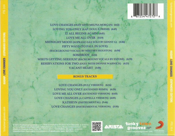 Image of Back Cover of CD - EX/EX - KASHIF, Love Changes (Funkytowngrooves ; FTG-314, US 2012 Reissue, Expanded Edition), Opened Instore,  - 1556286S
