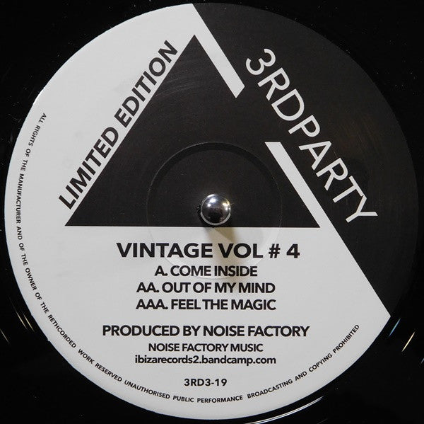 Image of Front Cover of 12" - /VG+ - NOISE FACTORY, Vintage Vol # 4 (3rd Party; 3RD3-19, UK 2019 Reissue), ,  - 1546214S