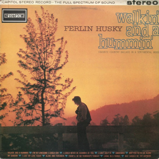 Image of Front Cover of LP - VG/VG+ - FERLIN HUSKY, Walkin' And A Hummin' (Stetson; HAT 3053, UK 1980s Reissue), ,  - 1516314C