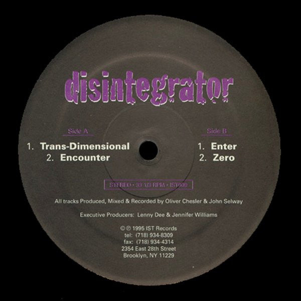 Image of Front Cover of 12" - VG/VG - DISINTEGRATOR, Trans-Dimensional (IST Records; IST009, US 1995, Die Cut Sleeve), Plenty of surface marks but only lgiht hairlines. Plays with minimal surface crackle,  - 1526323E