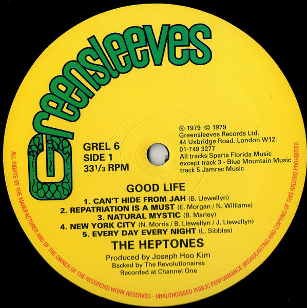 Image of Label Cover of LP - EX/VG+ - THE HEPTONES, Good Life (Greensleeves Records; GREL 6, UK 2014 Reissue), ,  - 1516447C