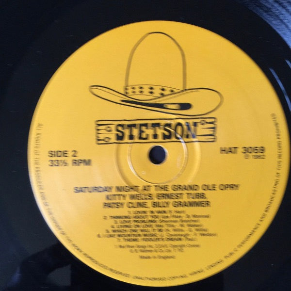 Image of Label Cover of LP - VG/VG+ - VARIOUS, Saturday Night - Grand Ole Opry (Stetson; HAT 3059, UK 1980s Reissue), ,  - 1516492C