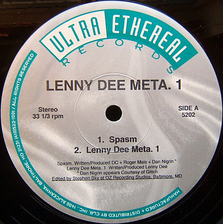 Image of Front Cover of 12" - /G - SPASM / LENNY DEE / NEBULA NINE, Spasm / Meta. 1 / Hypnotic Trance (Ultra Ethereal; CLR 5202, US 1993, Plain Sleeve), B-Side is VG.,  - 1526339E