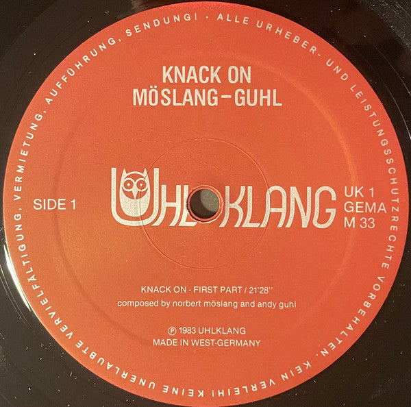 Image of Label Cover of LP - VG+/VG+ - NORBERT M SLANG,  ANDY GUHL, Knack On (Uhlklang; UK 1, Germany 1983), Edge Wear,  - 1546246S