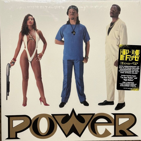 Image of Front Cover of LP - VG+/EX - ICE-T, Power (Sire; RCV1 25765, Europe 2023 Reissue, Inner, Gold Vinyl), Hype stickered shrink,  - 1916437C
