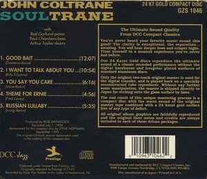 Image of Back Cover of CD - VG/VG+ - JOHN COLTRANE, Soultrane (DCC Jazz; GZS-1046, US , Slipcase, Booklet), 24 Karat Gold Disc.,  - 1536252E