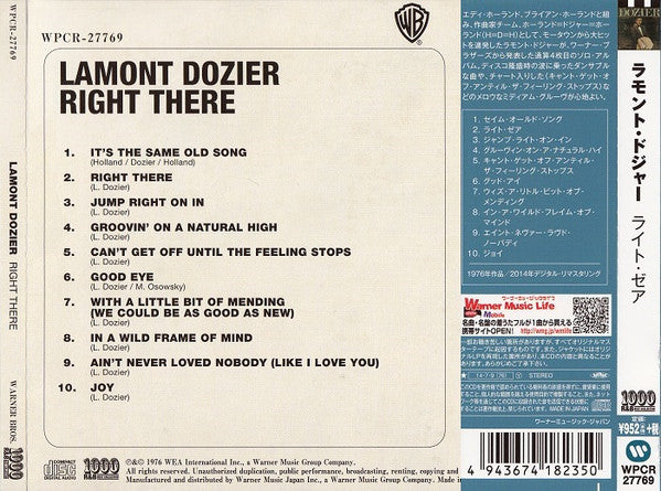 Image of Back Cover of CD - EX/EX - LAMONT DOZIER =          , Right There =        (Warner Bros. Records; WPCR-27769, Japan 2014 Reissue, With Obi), Opened Instore,  - 1556418S