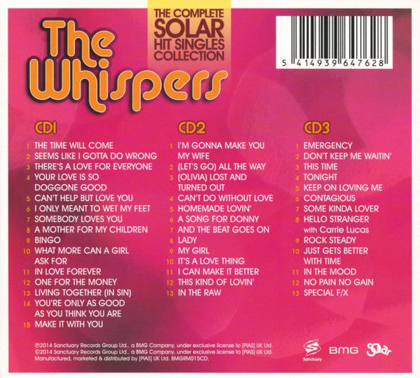 Image of Back Cover of CD - EX/EX - THE WHISPERS, The Complete Solar Hit Singles Collection (Sanctuary; BMGRM015CD, UK 2014), ,  - 1556423S