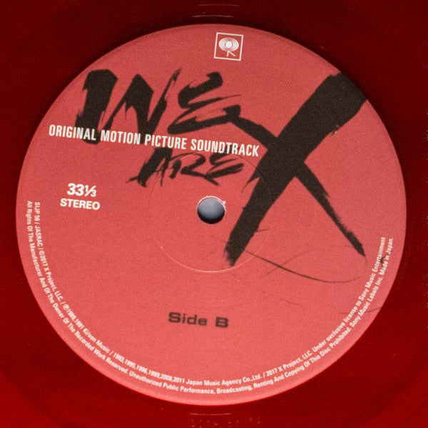 Image of Label Cover of LP - VG+/VG+ - X JAPAN, We Are X: Original Motion Picture Soundtrack (Sony Records Int'l; SIJP 56~7, Japan 2017, Booklet, Poster, Red/Blue vinyl, Obi strip), Cover signed in gold pen. In original plastic outer with small tear in fold. ,  - 1526371E