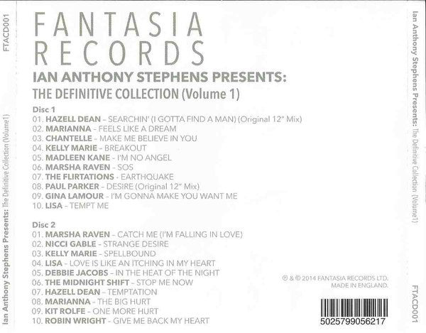 Image of Back Cover of 2xCD - VG+/VG+ - IAN ANTHONY STEPHENS PRESENTS VARIOUS, The Definitive Collection (Volume 1) (Fantasia Records; FTACD001, UK 2014), Small Crack on Jewel Case, Still SEALED In Shrinkwrap,  - 1556427S