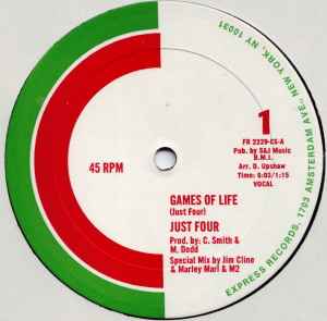 Image of Front Cover of 12" - /VG - JUST FOUR, Games Of Life (Express Records; FR 2229-CS, US 1984, Plain Sleeve), , A1	Games Of Life (Vocal)	A2	Games Of Life (Acapella)	B	Games Of Dub (Instrumental) - 1526365E