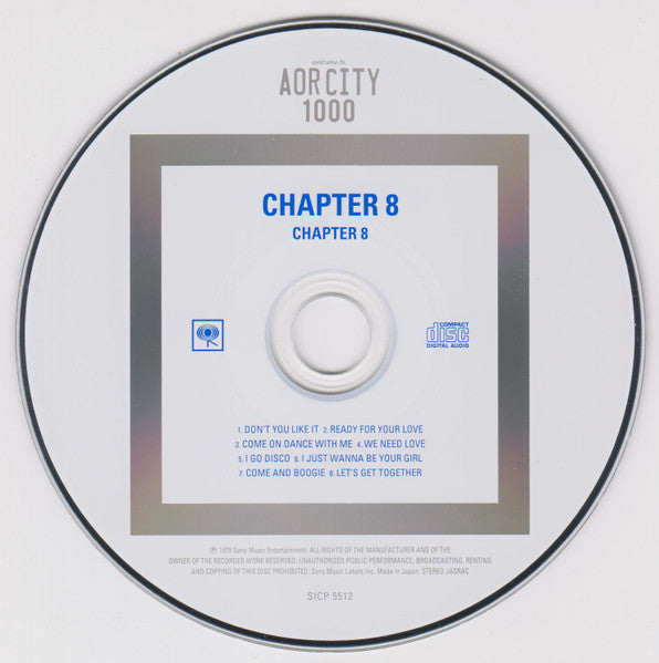 Image of Label Cover of CD - EX/EX - CHAPTER 8, Chapter 8 (Sony Records Int'l; SICP-5512, Japan 2017 Reissue, With Obi), Opened Instore,  - 1556429S