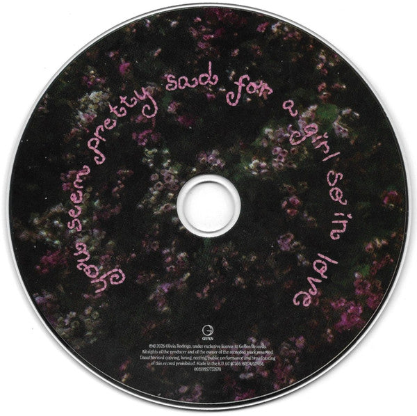 Image of Label Cover of CD - NEW/NEW - OLIVIA RODRIGO, You Seem Pretty Sad For A Girl So In Love (Interscope; 5773767, UK 2026, Jewel Case), , olivia rodrigo s highly anticipated third studio album,  you seem pretty sad for a girl so in love , follows her critically acclaimed lps GUTS and SOUR. the three-time GRAMMY  award winner releases the album on June 12, 2026 - 2536388E