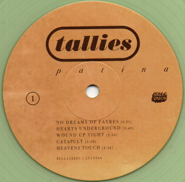Image of Label Cover of LP - VG+/VG+ - TALLIES, Patina (Bella Union; BELLA1282V, UK & Europe 2022, Inner, Postcard, 140g Vinyl, Seafoam Green Vinyl), Strong VG+. Still partially in stickered shrinkwrap.,  - 1646031S